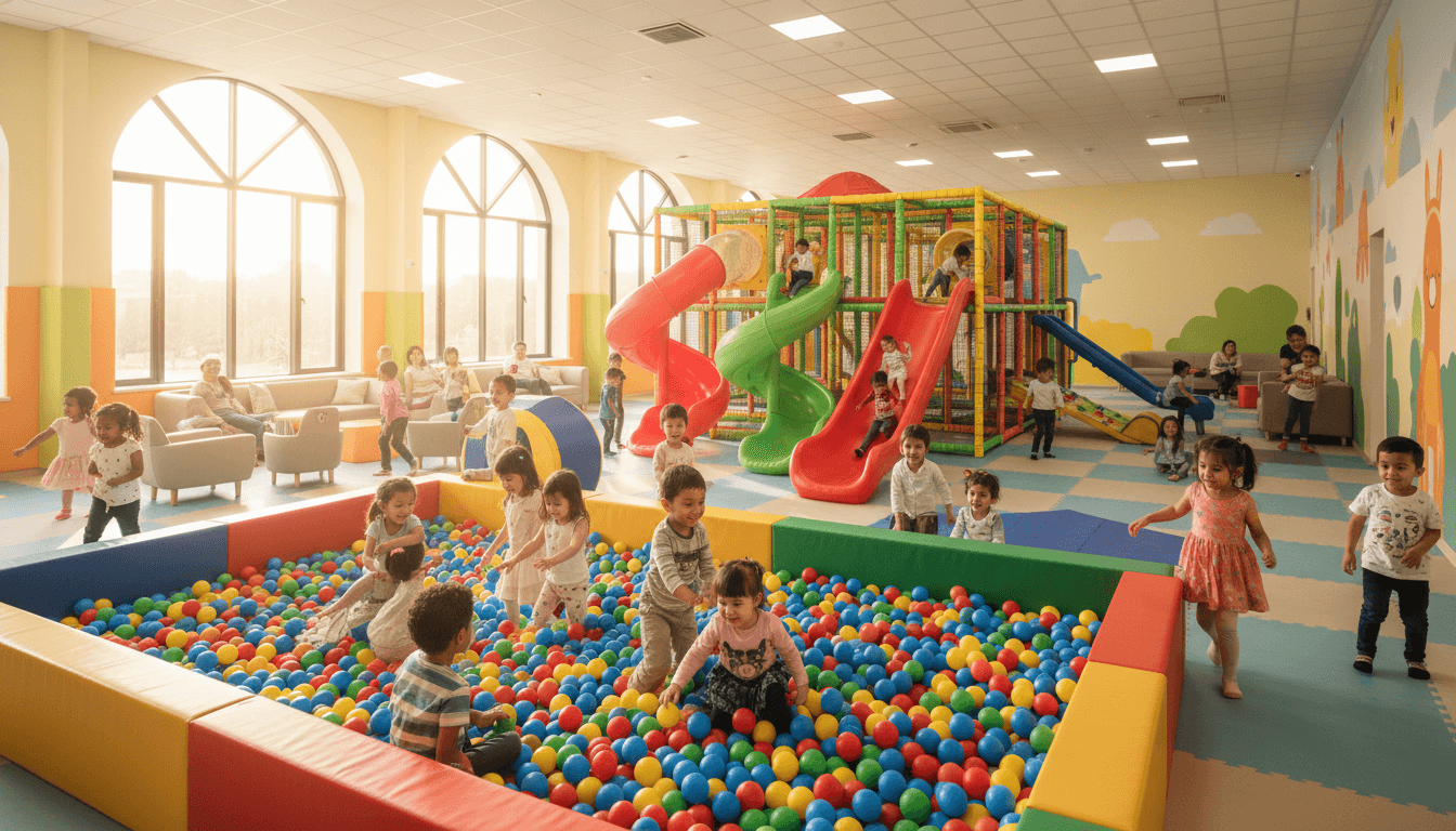 Child using indoor slide